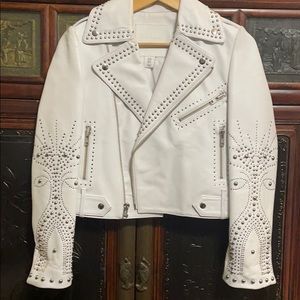 GORGEOUS studded white genuine leather Moto jacket